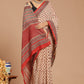Regal Splendor: Royal Red Print Cotton Voile Saree