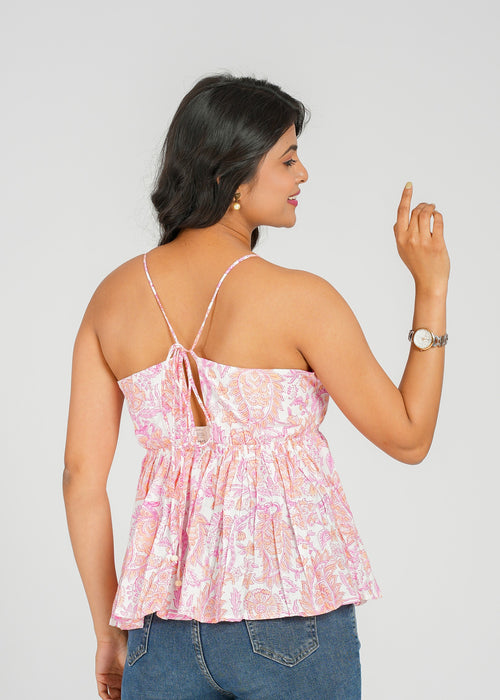 Petal Vine Printed Cotton Cami Top