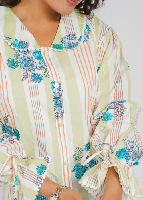 Lace Block Printed Cotton Short Top