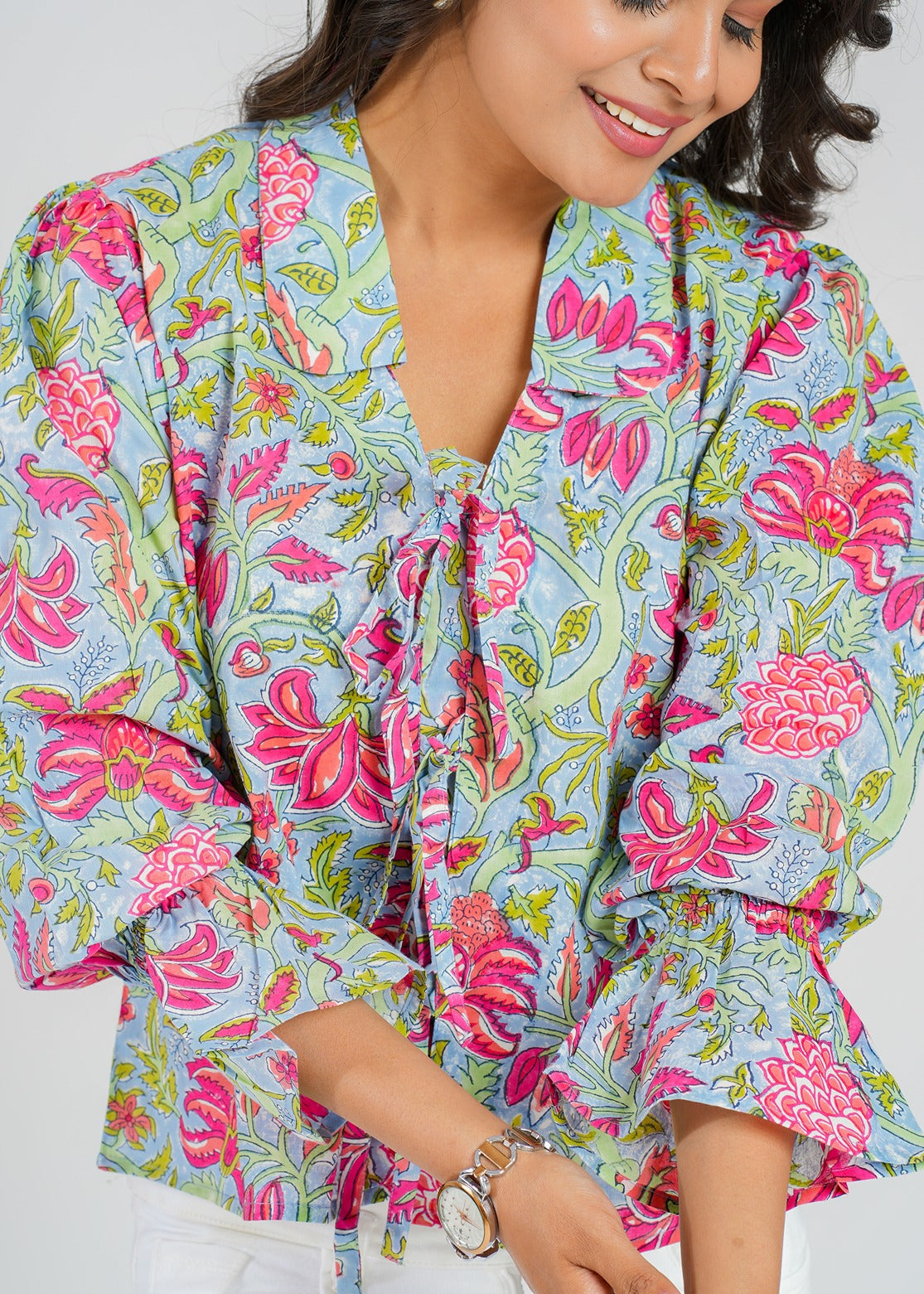 Women’s Cotton Block Printed Short Top