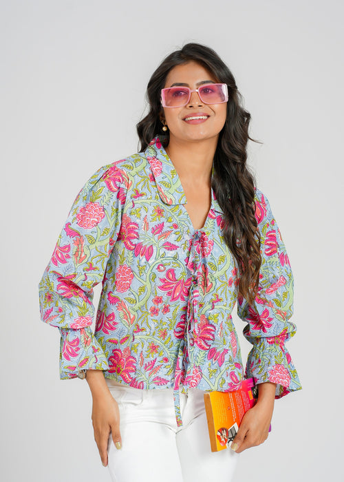 Women’s Cotton Block Printed Short Top