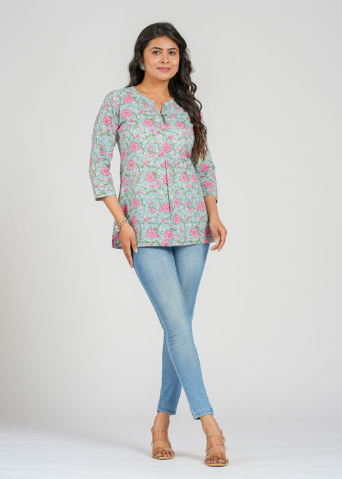 Block Printed Cotton Short Top