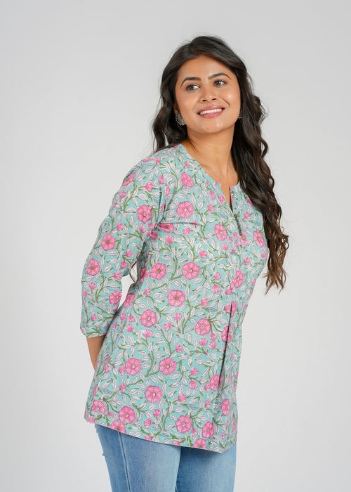 Block Printed Cotton Short Top