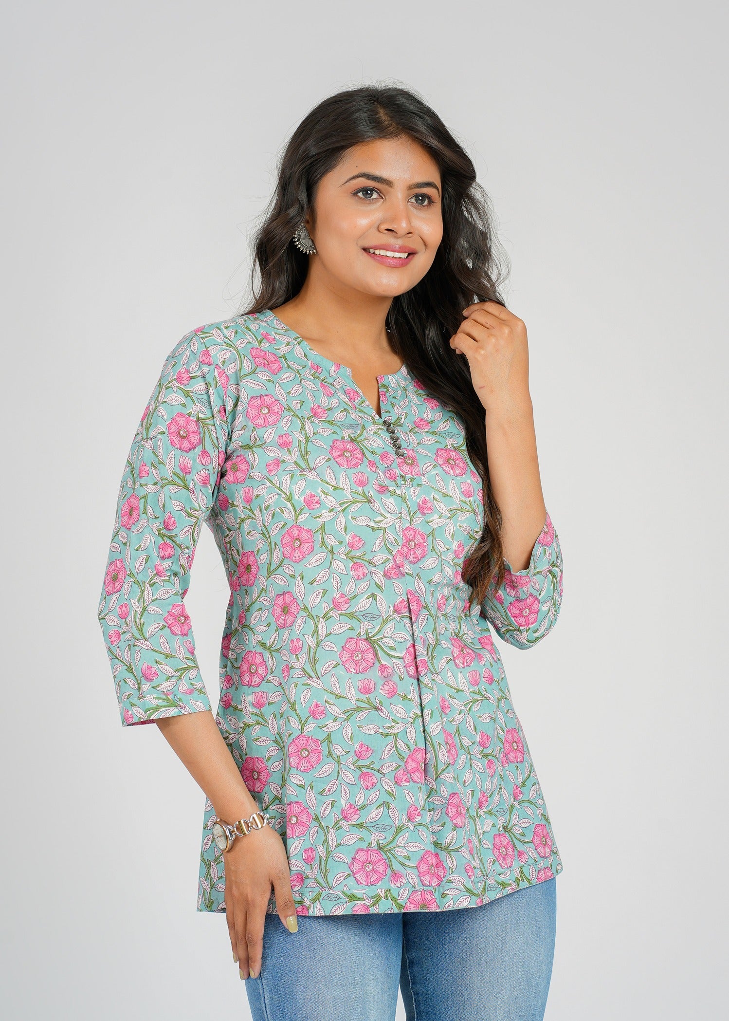 Block Printed Cotton Short Top