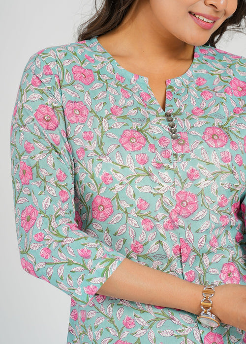 Block Printed Cotton Short Top
