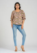 Block Printed Cotton Short Top