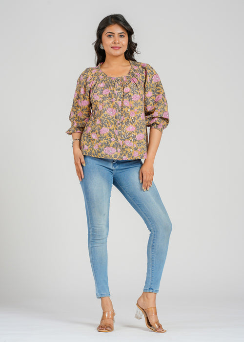 Block Printed Cotton Short Top