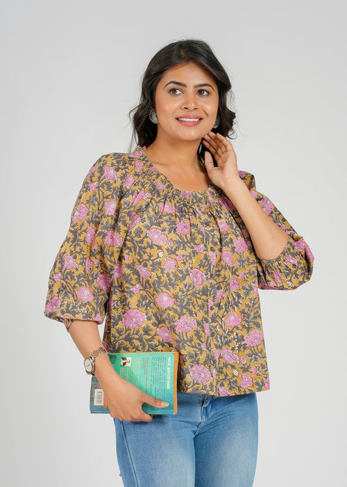 Block Printed Cotton Short Top