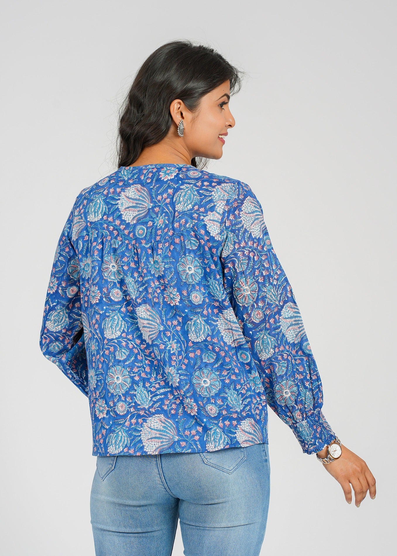 Periwinkle Block Printed Short Top
