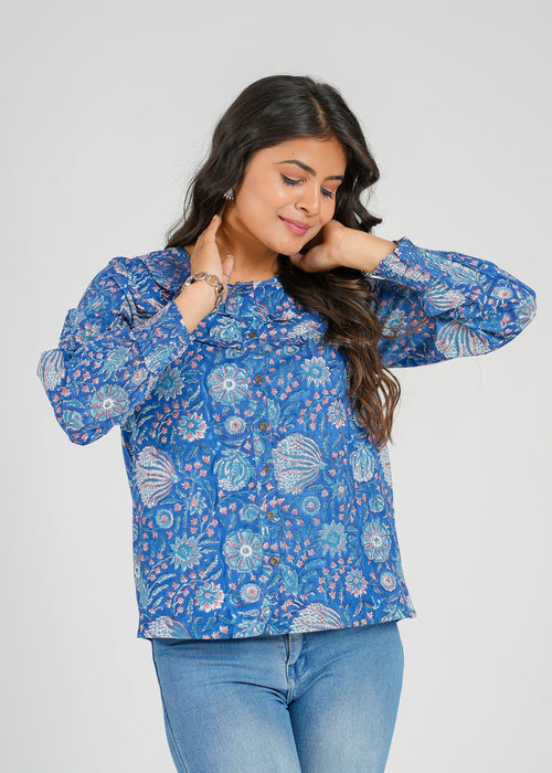 Block Printed Cotton Short Top