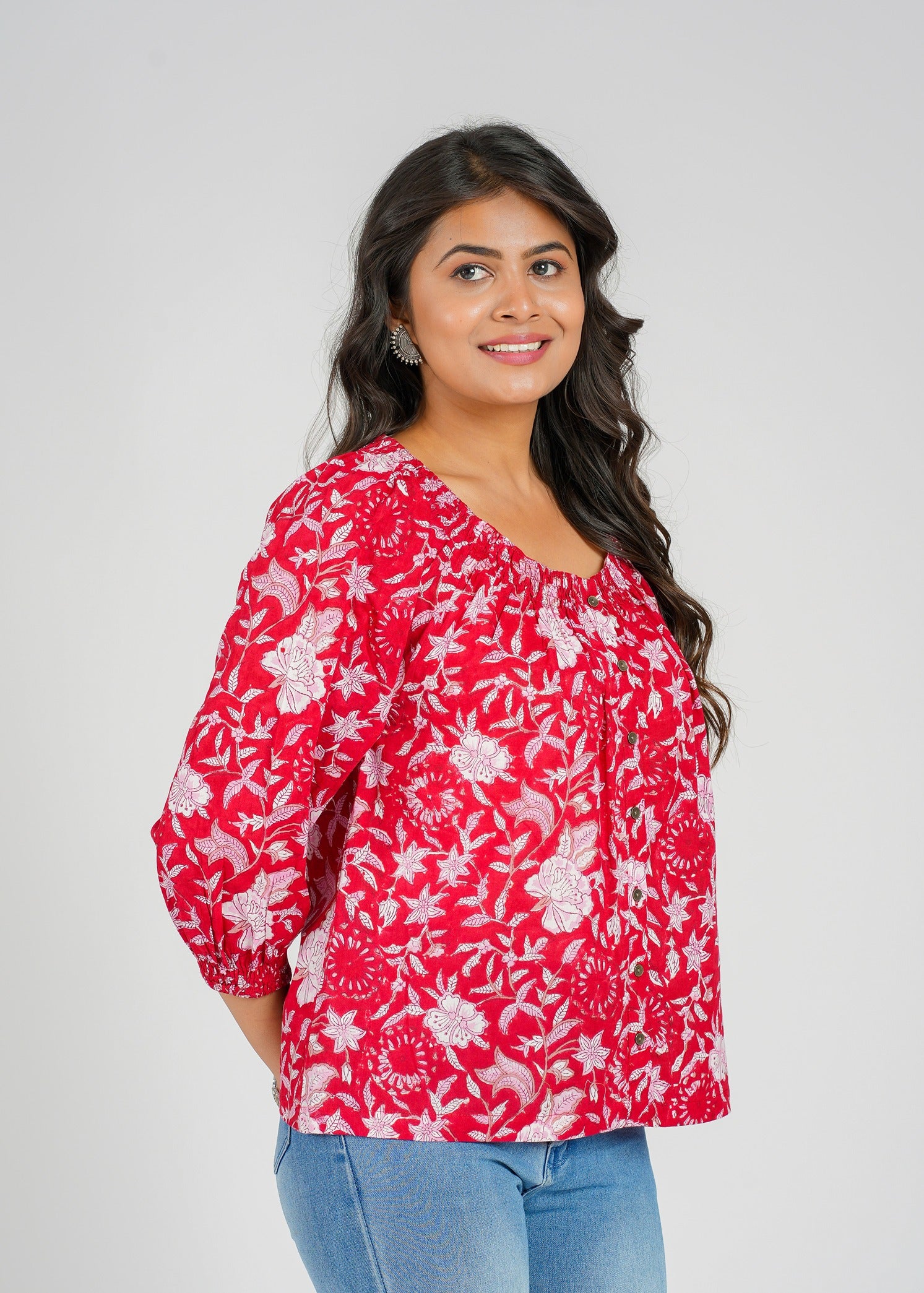 Scarlet Block Printed Short Top