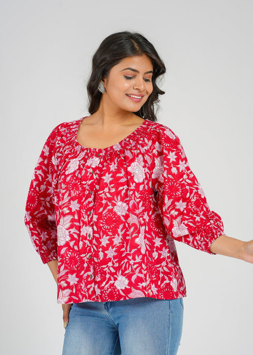 Block Printed Cotton Short Top