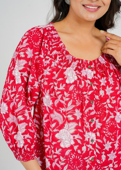 Block Printed Cotton Short Top