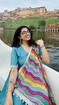 Mehfil Teal Gown with Dupatta
