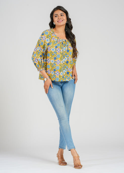 Block Printed Cotton Short Top