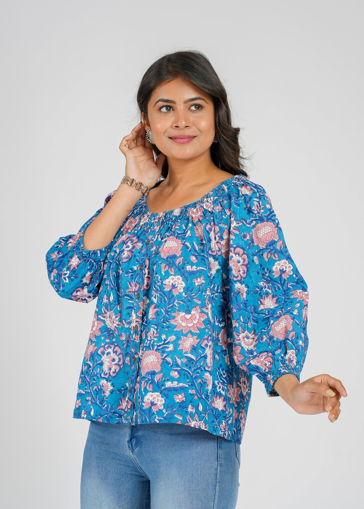 Block Printed Cotton Short Top