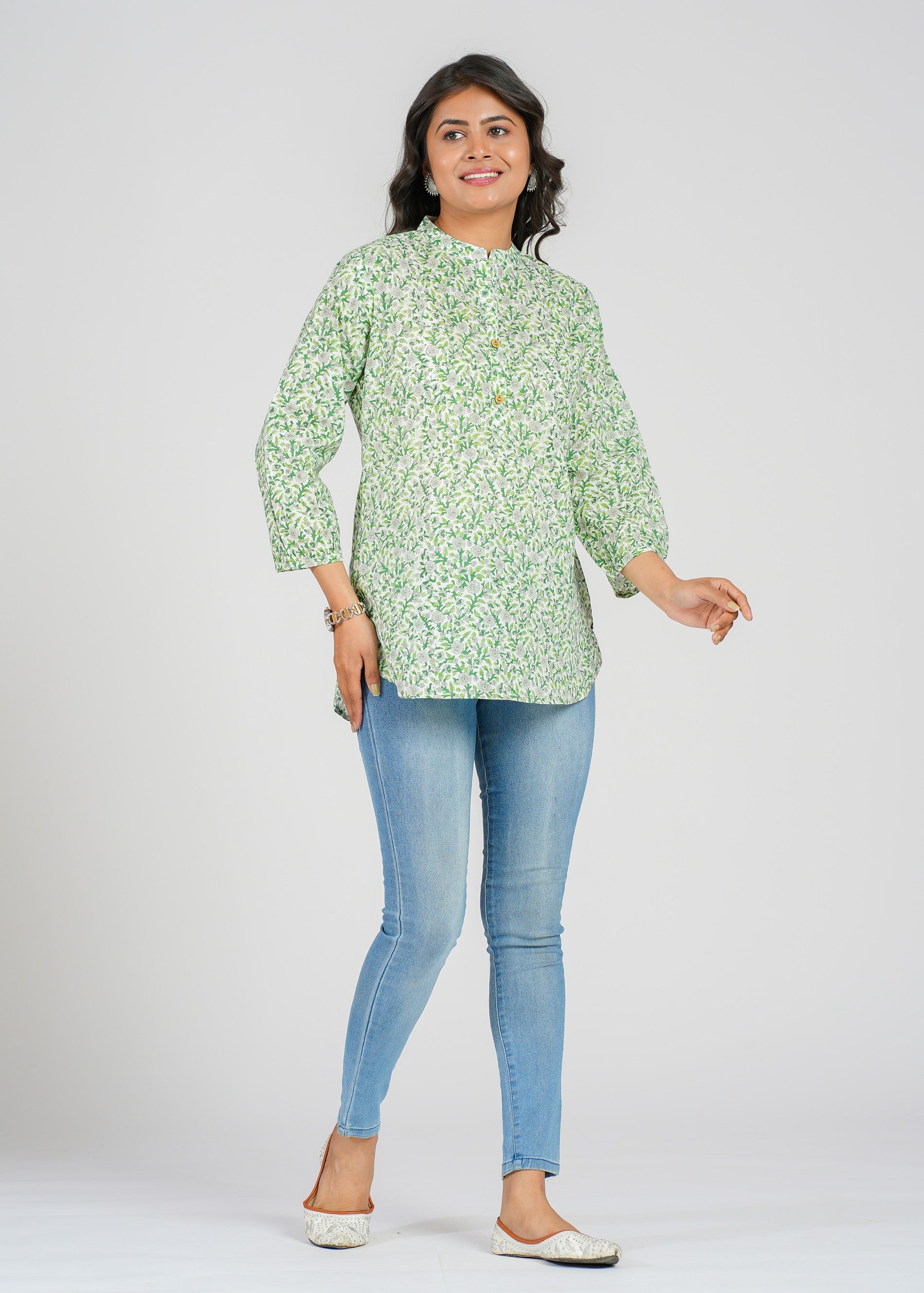 Block Printed Cotton Short Kurti