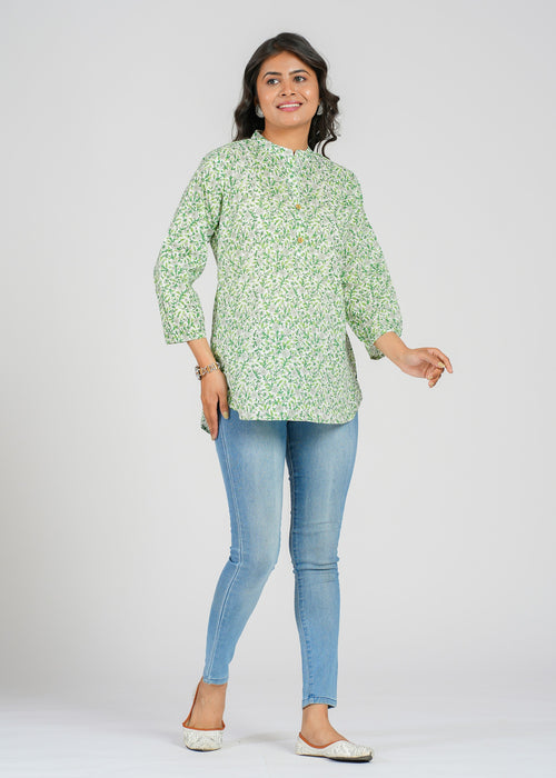 Block Printed Cotton Short Kurti