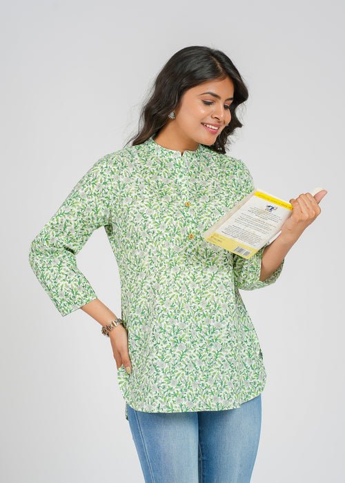 Block Printed Cotton Short Kurti