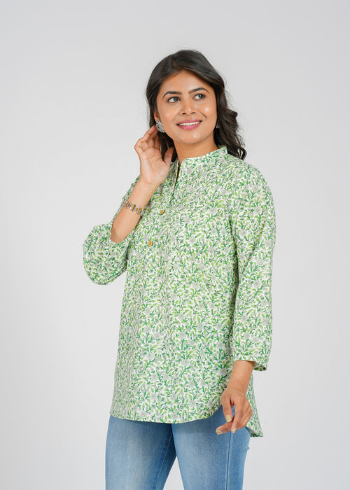 Block Printed Cotton Short Kurti