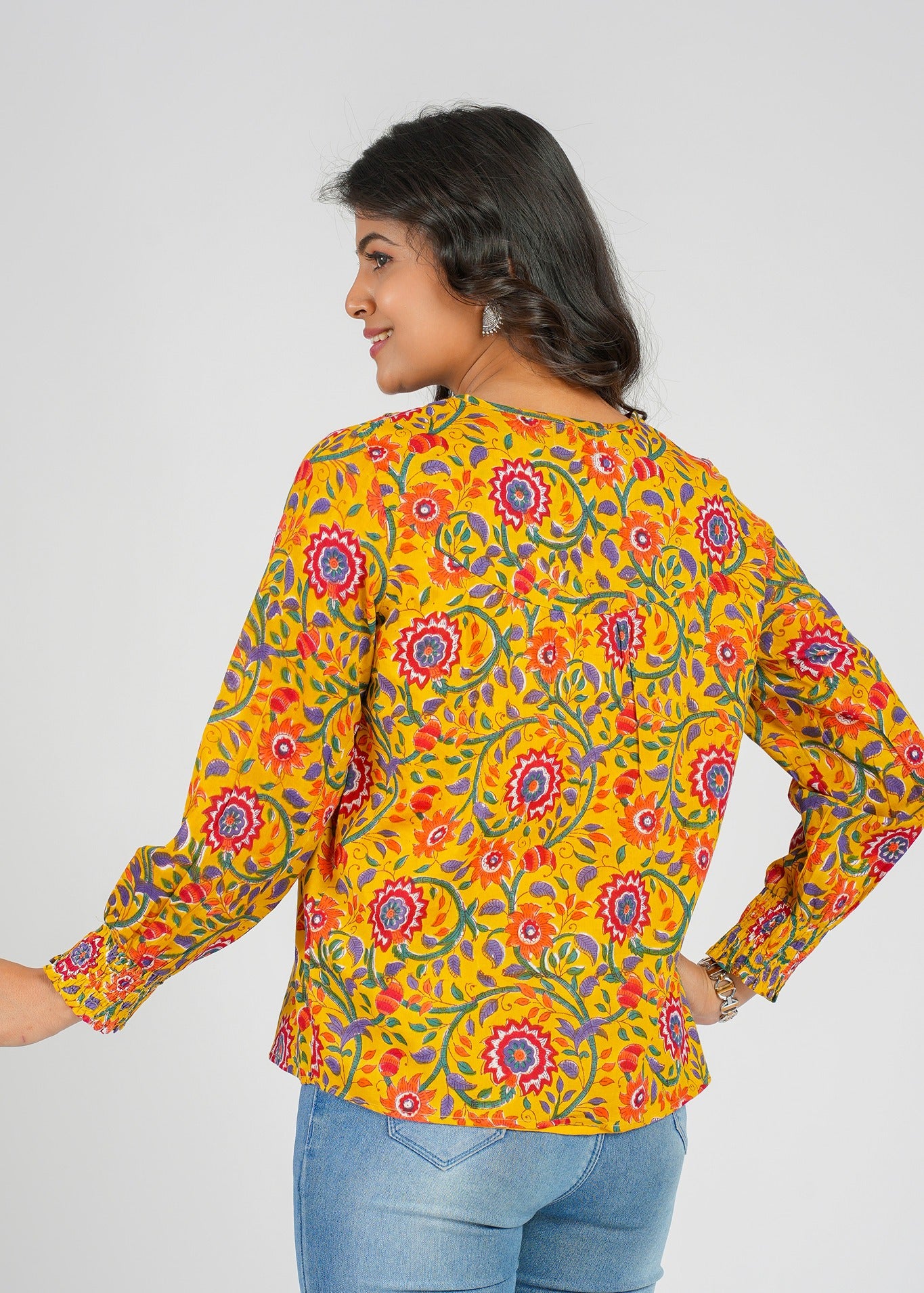 Marigold Block Printed Short Top