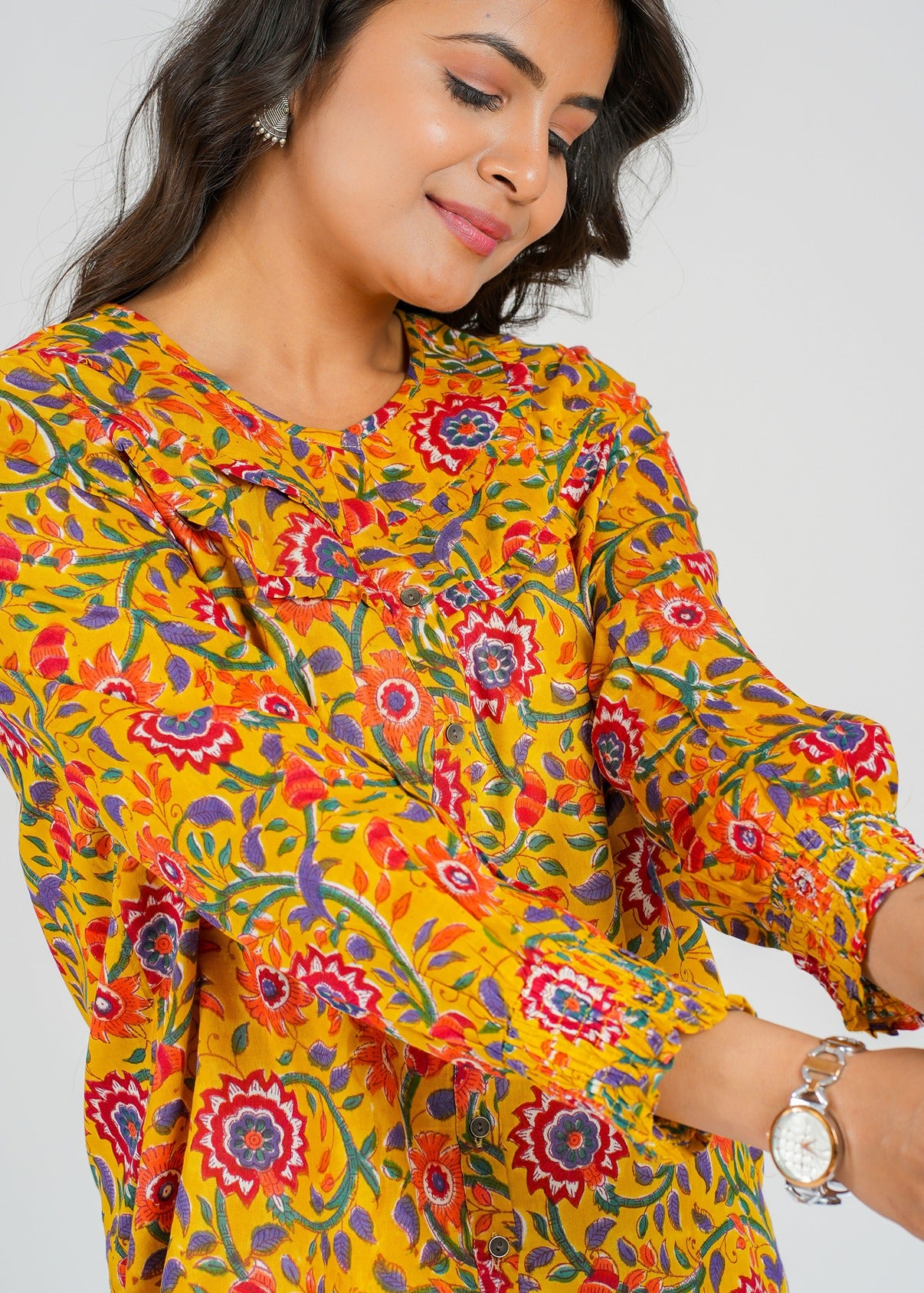 Marigold Block Printed Short Top