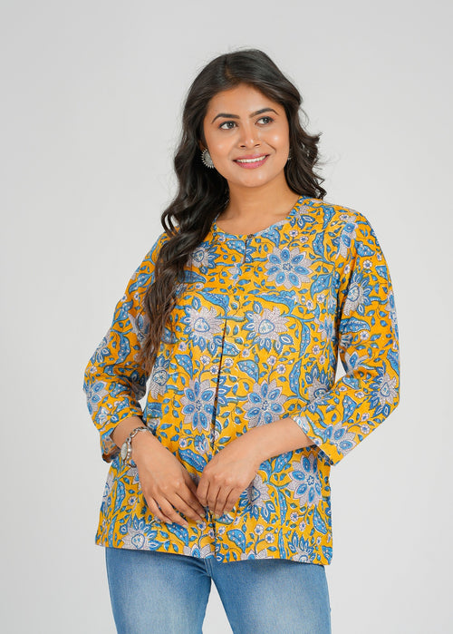 Block Printed Cotton Short Top