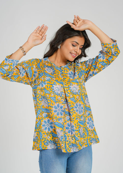 Block Printed Cotton Short Top