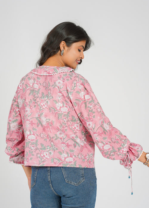Lace Block Printed Cotton Short Top