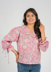 Lace Block Printed Cotton Short Top