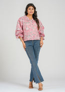 Lace Block Printed Cotton Short Top
