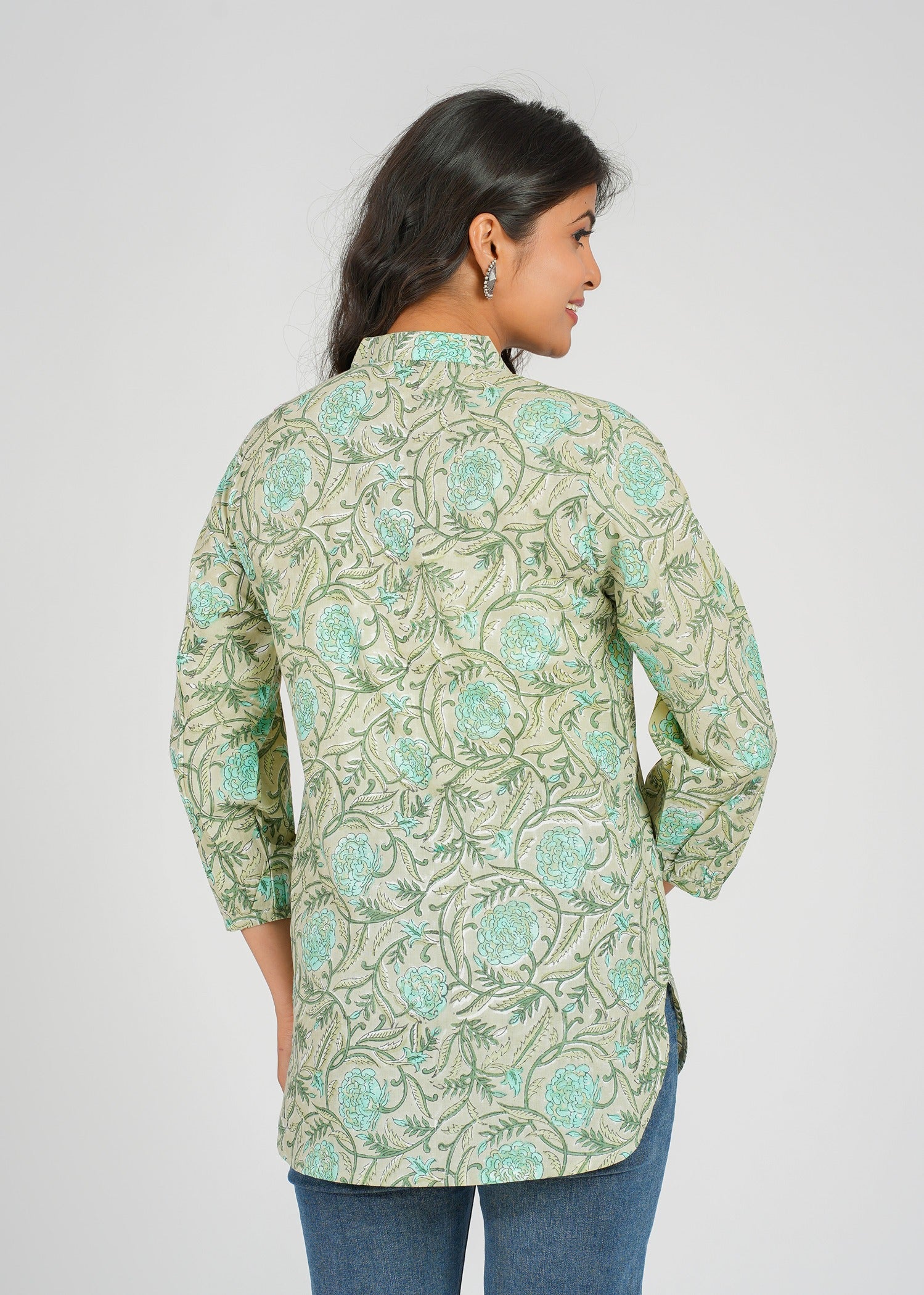 Block Printed Cotton Short Kurti