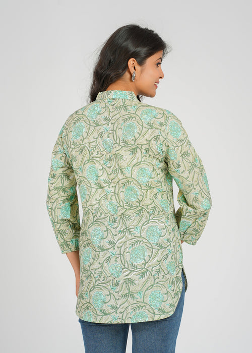 Block Printed Cotton Short Kurti