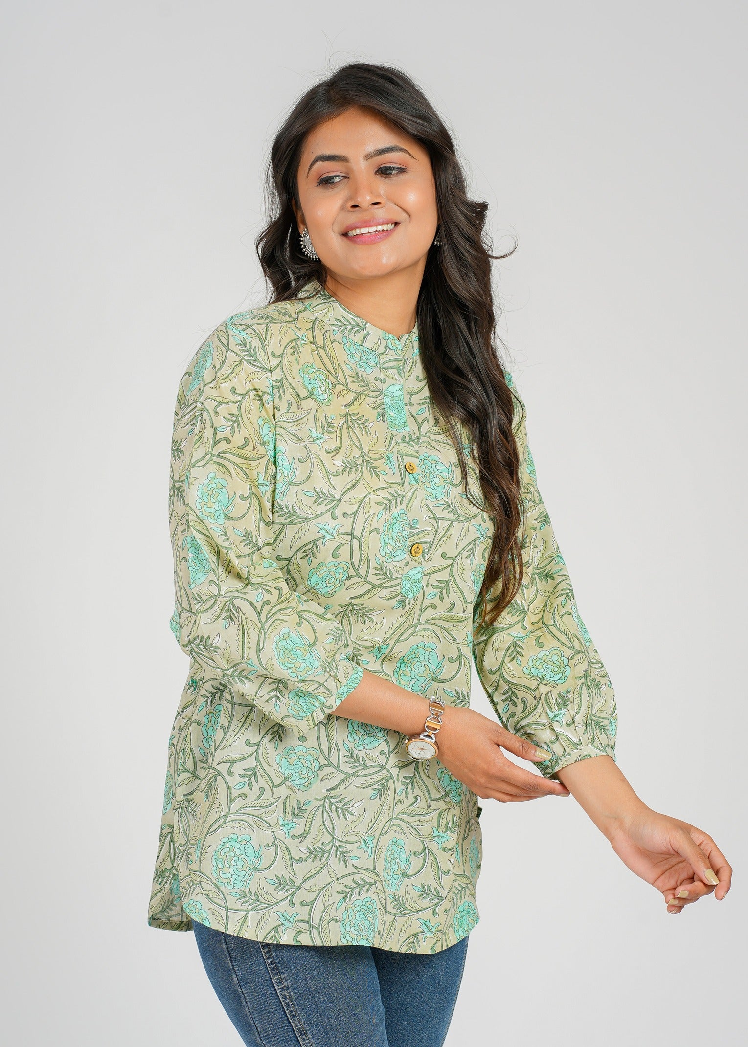 Block Printed Cotton Short Kurti