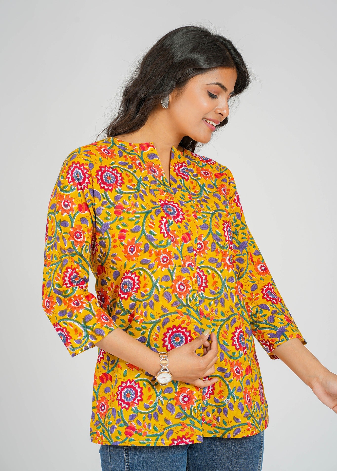 Block Printed Cotton Short Top