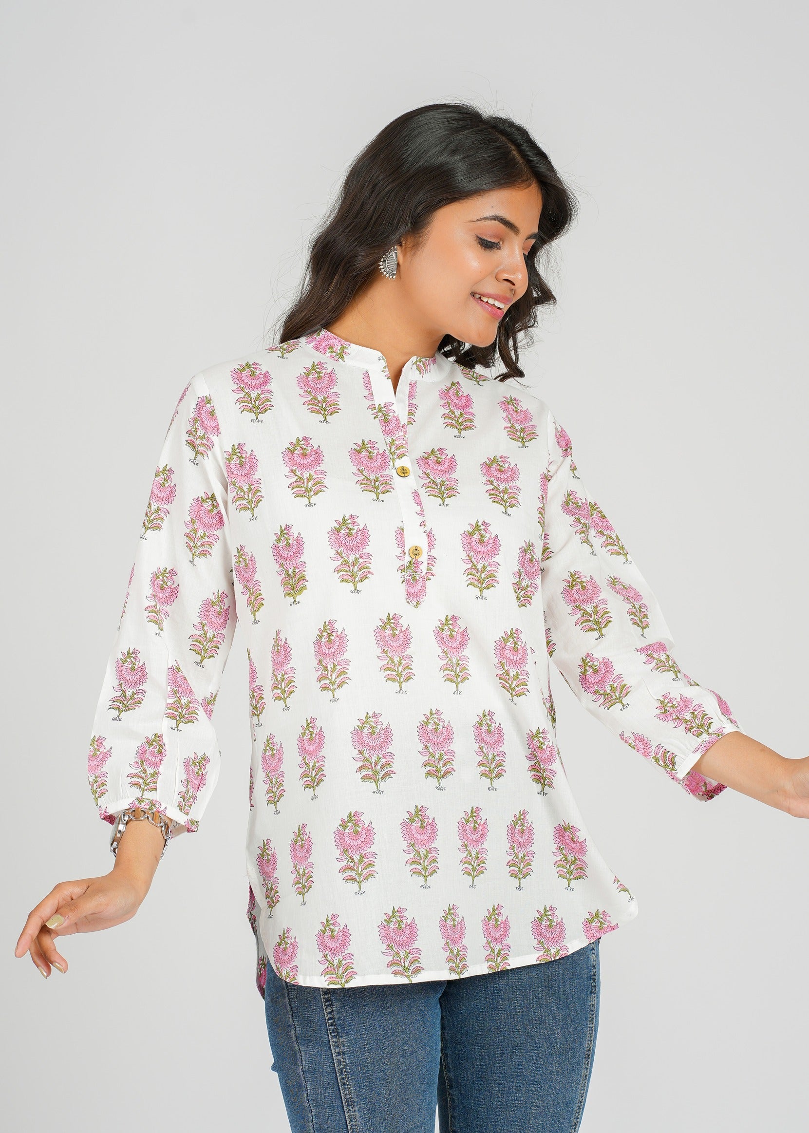 Pastel Petal Cotton Short Kurti
