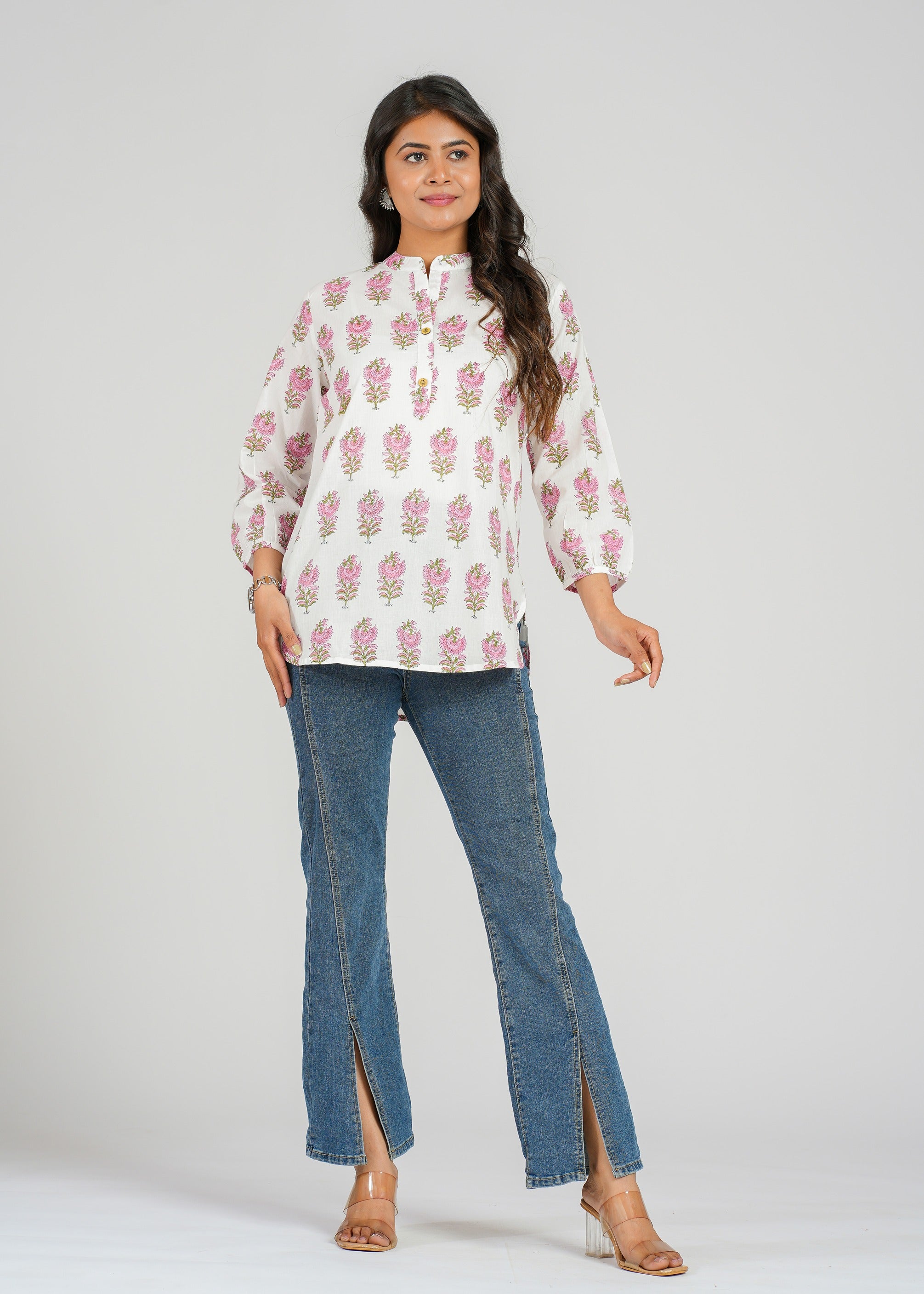 Pastel Petal Cotton Short Kurti