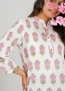 Pastel Petal Cotton Short Kurti