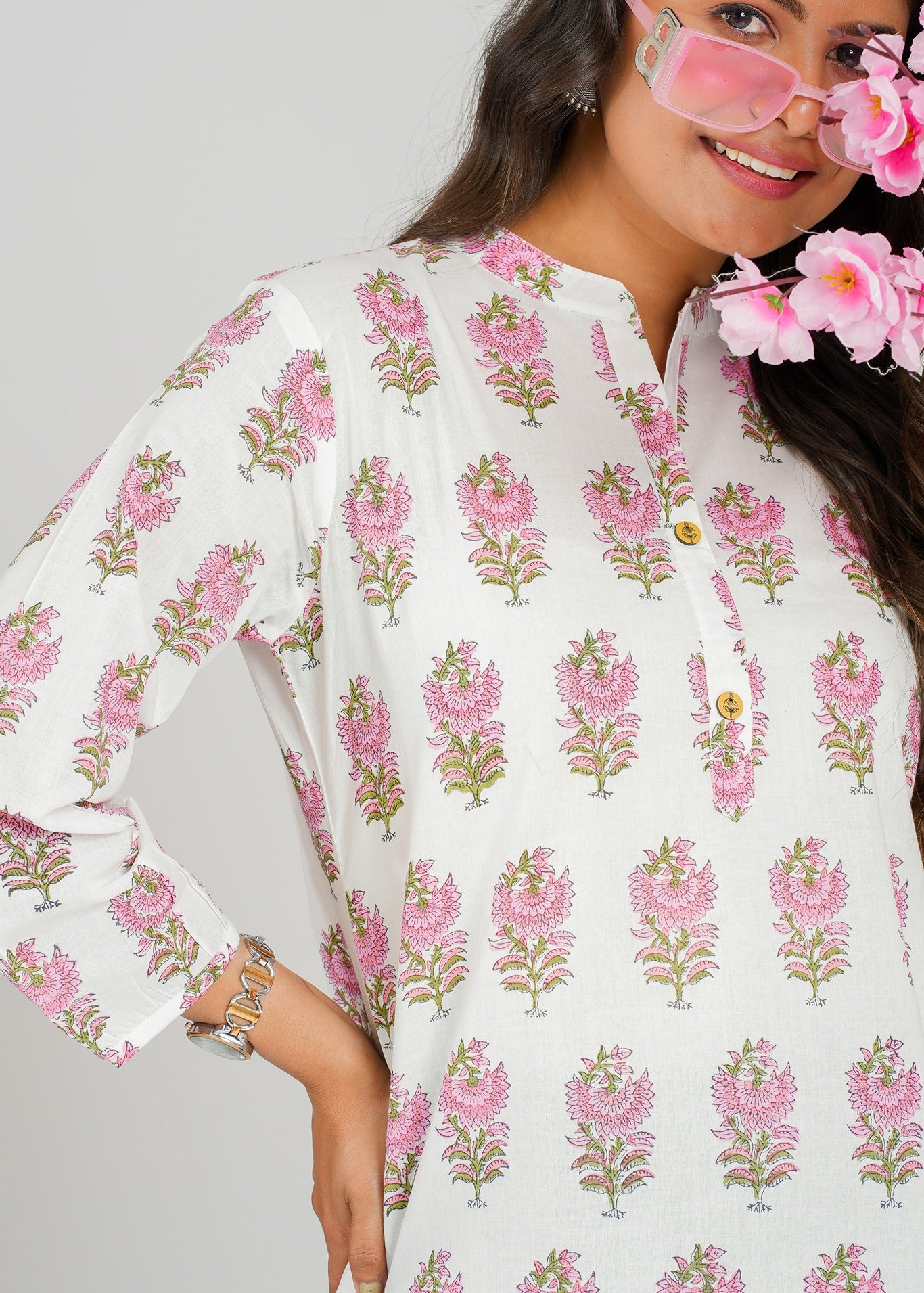 Pastel Petal Cotton Short Kurti