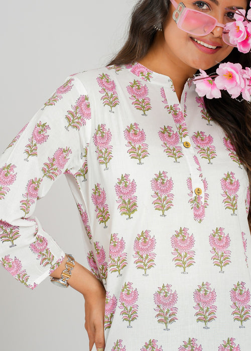 Pastel Petal Cotton Short Kurti