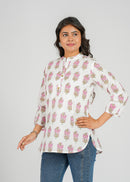 Pastel Petal Cotton Short Kurti