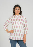Pastel Petal Cotton Short Kurti