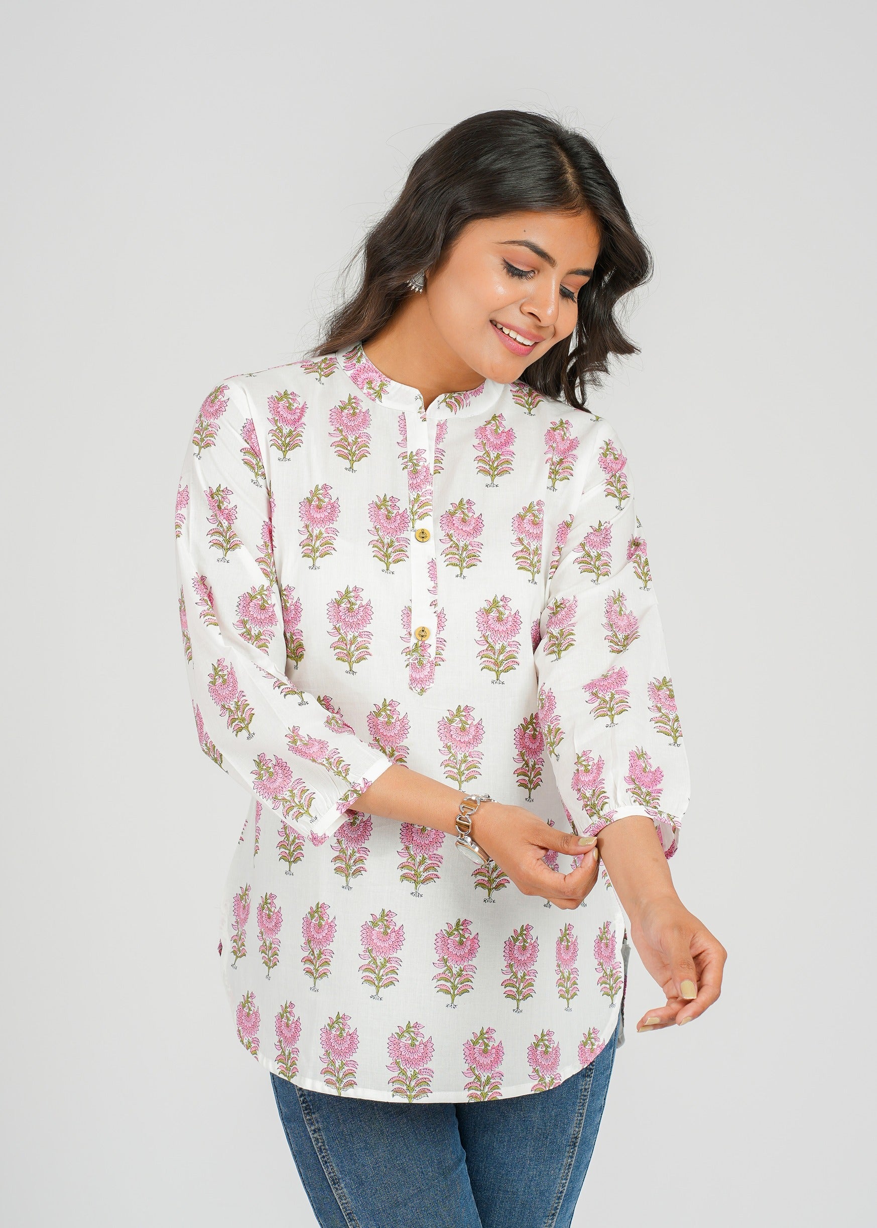 Pastel Petal Cotton Short Kurti