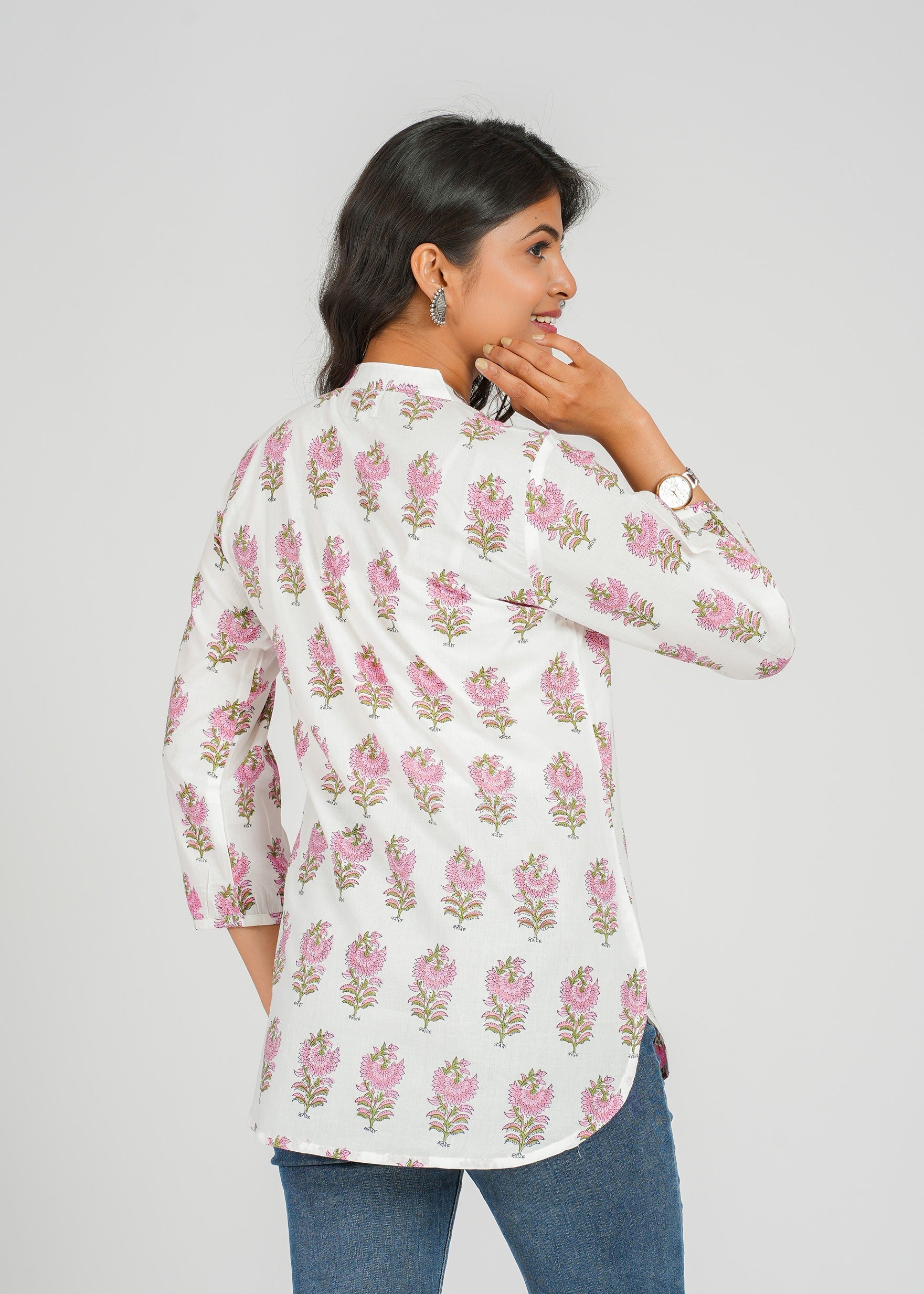 Pastel Petal Cotton Short Kurti
