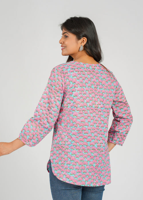 Block Printed Cotton Short Kurti