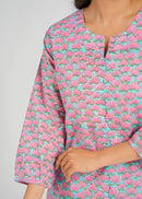 Block Printed Cotton Short Kurti