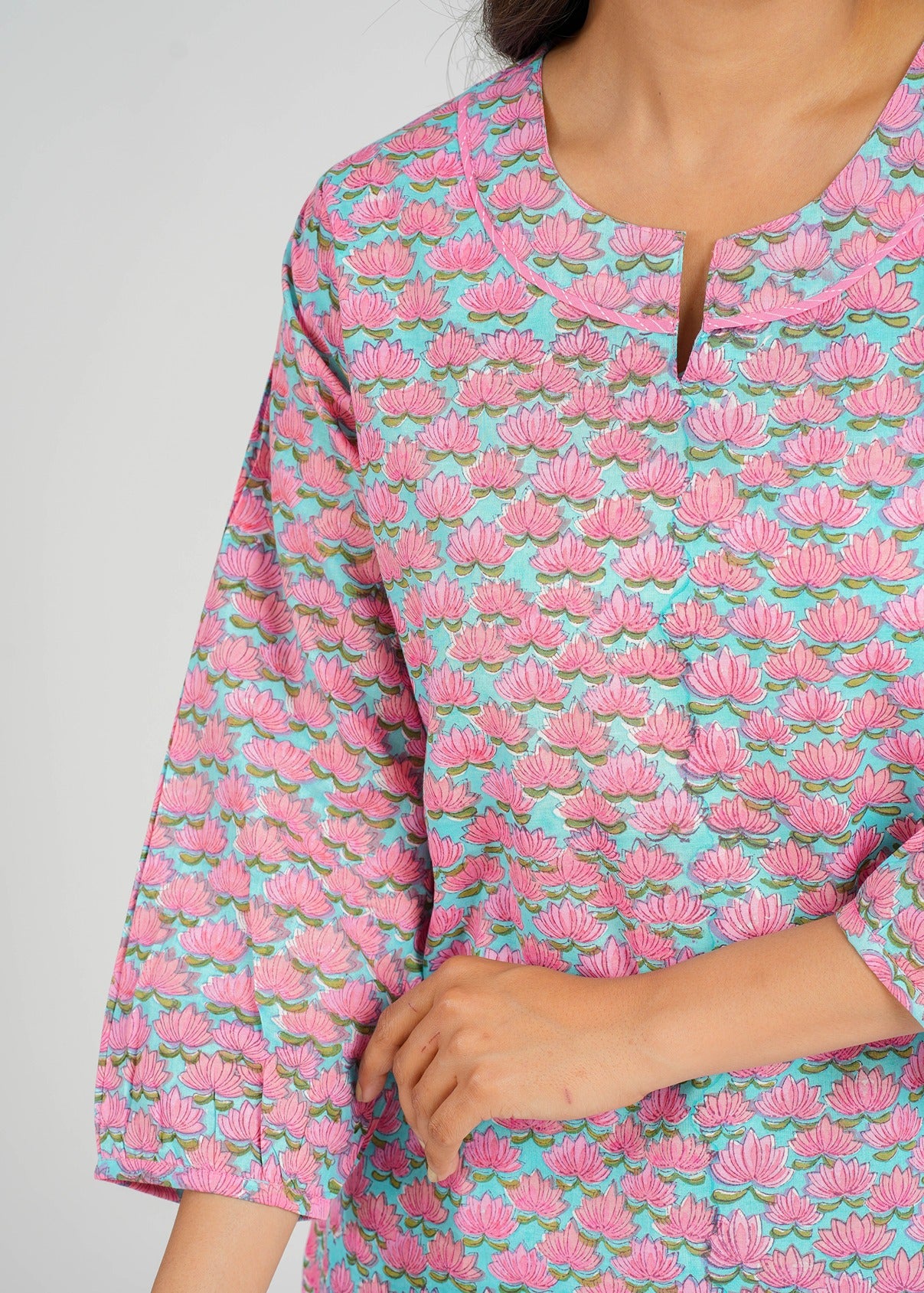 Block Printed Cotton Short Kurti