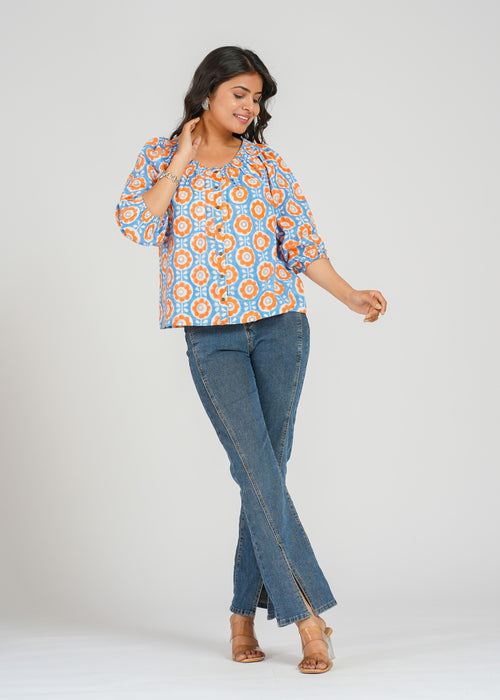 Block Printed Cotton Short Top
