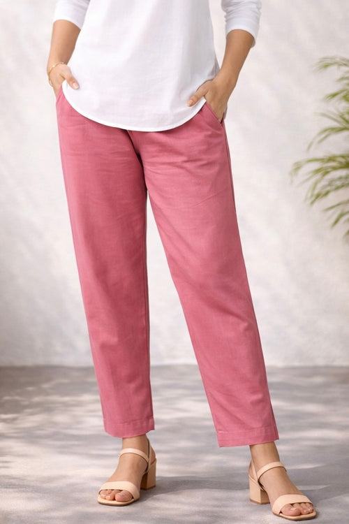 Dusty Pink Narrow Leg Cotton Pants