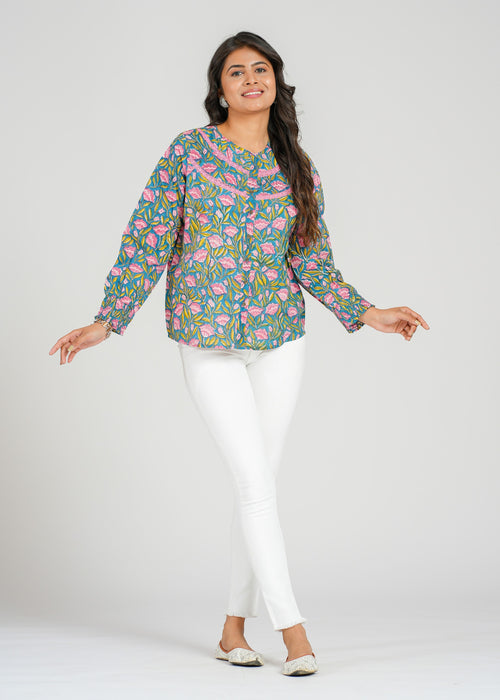 Block Printed Cotton Short Top